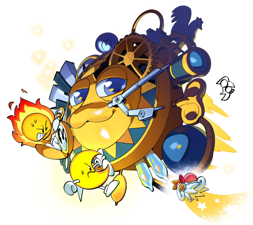 blue_eyes, compass_(instrument), galactic_nova, gears, globe, highres, kirby, kirby_(series)