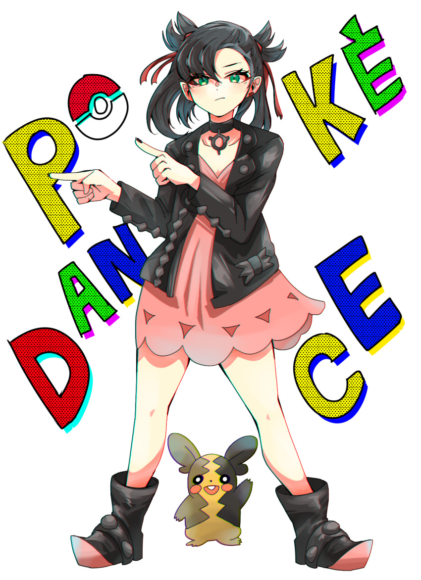 1girl, :/, amateru, asymmetrical_bangs, black_choker, black_hair, black_jacket, black_nails
