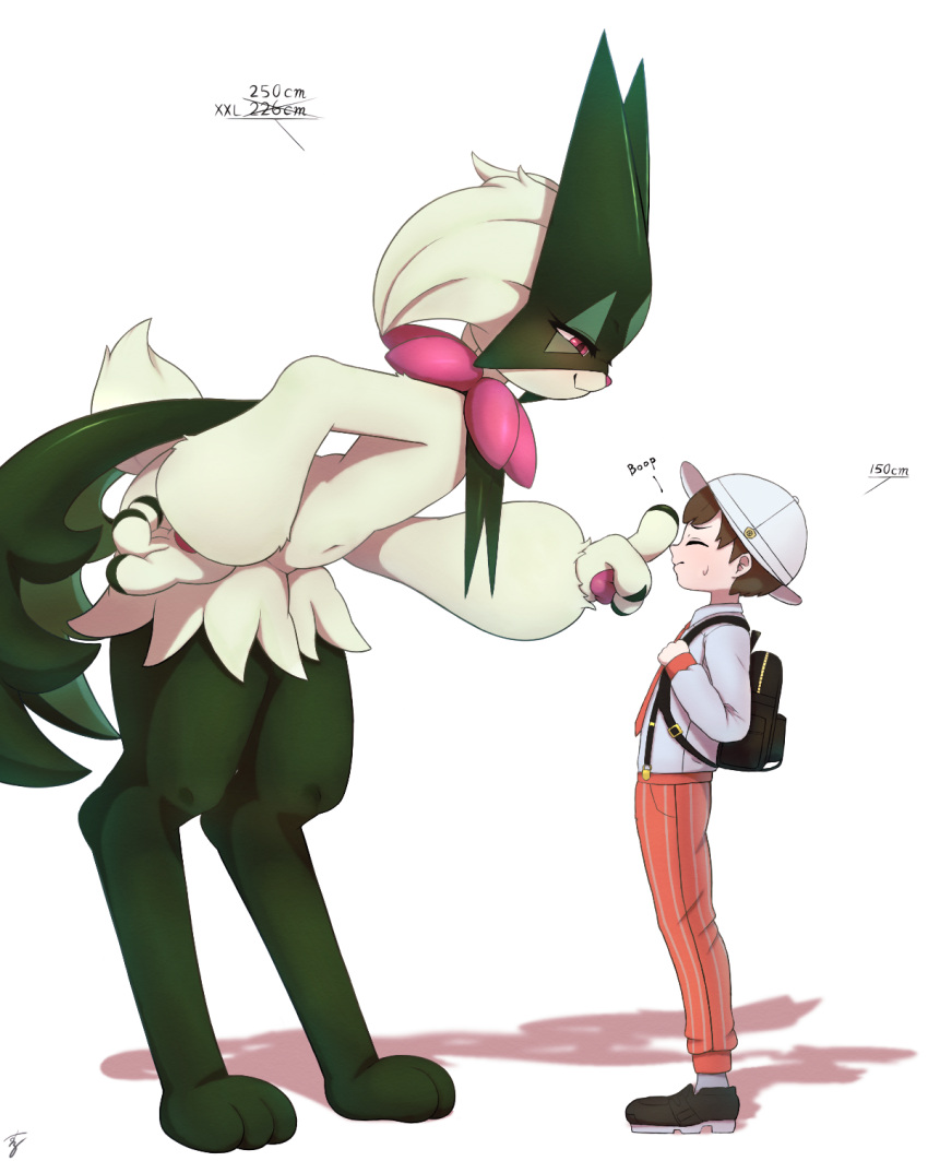 1boy, 1girl, age_difference, backpack, bag, bent_over, brown_hair, closed_eyes