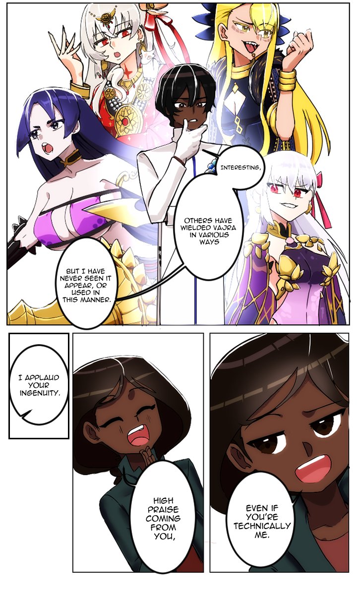 1boy, 5girls, arjuna_(fate), aru_sha, black_eyes, black_hair, blonde_hair, breasts