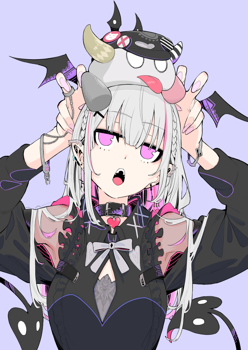 1girl, absurdres, armpits, arms_up, asumi_sena, asumi_sena_(3rd_costume), bare_shoulders, bat_wings