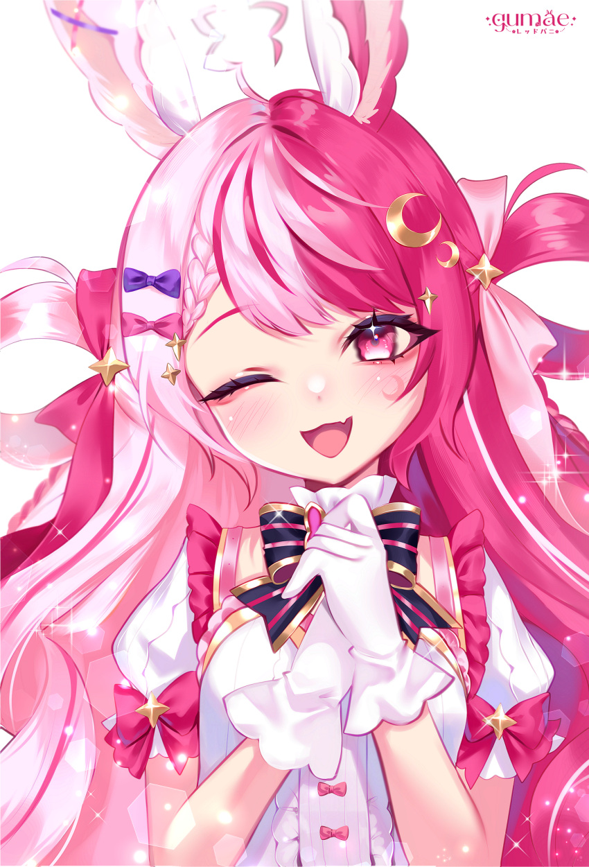 :d, ahoge, animal_ear_fluff, animal_ears, artist_logo, artist_name, blush, bow