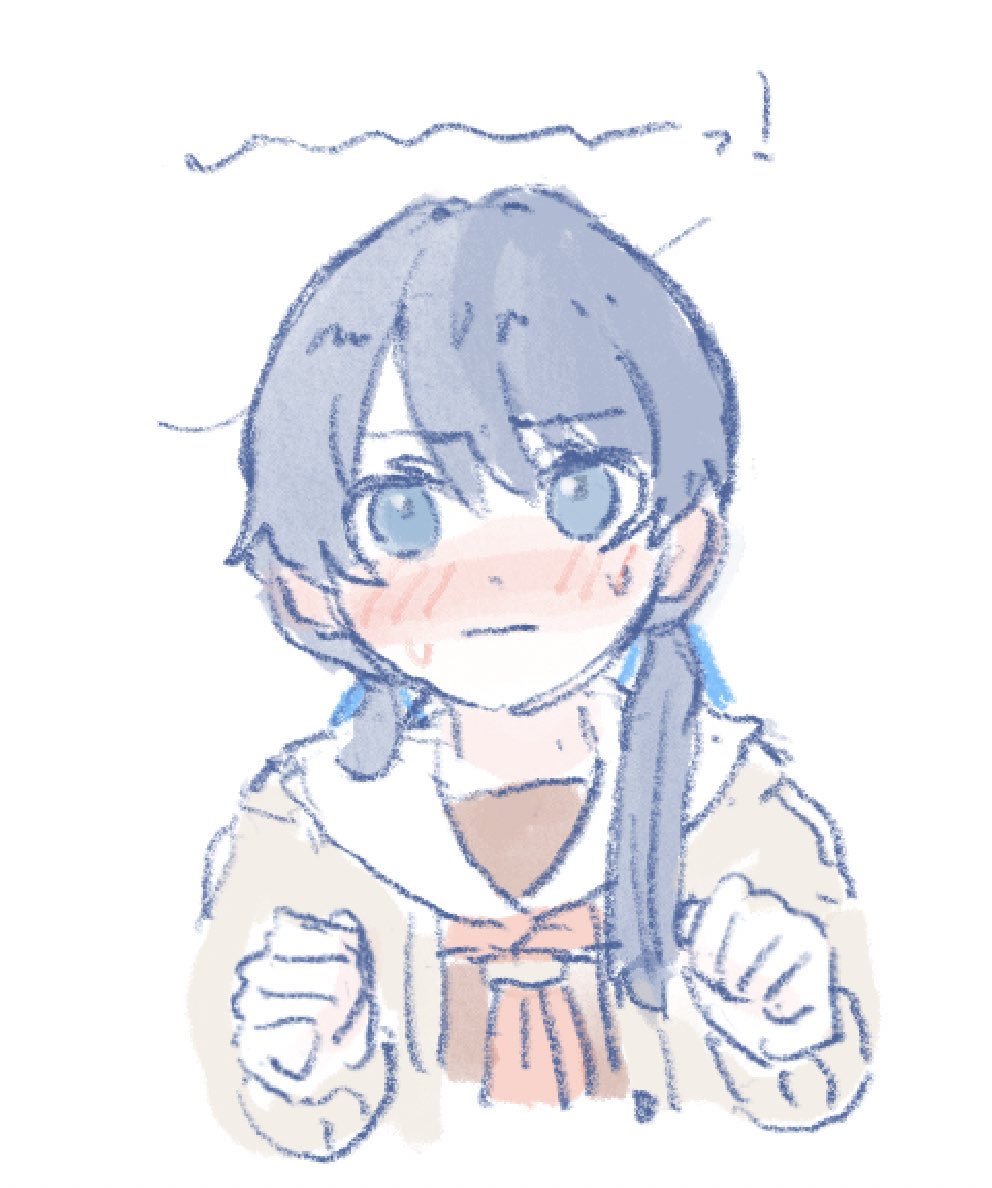 1girl, blue_eyes, blue_hair, blue_ribbon, blush, brown_cardigan, brown_dress, cardigan