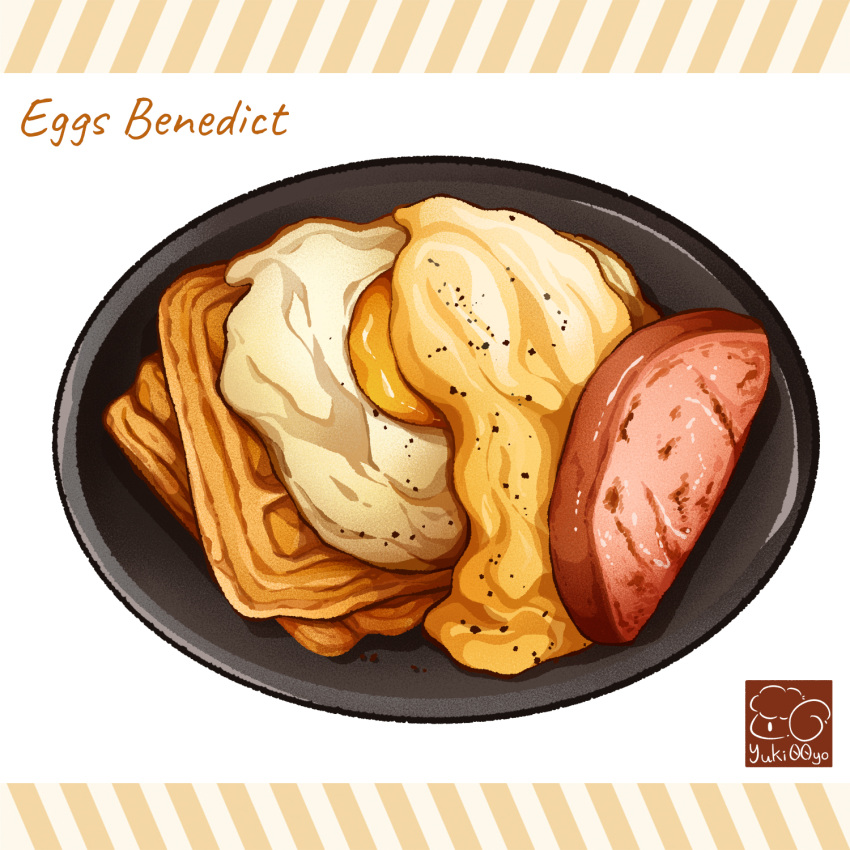 artist_logo, egg_(food), eggs_benedict, food, food_focus, food_name, fried_egg, highres