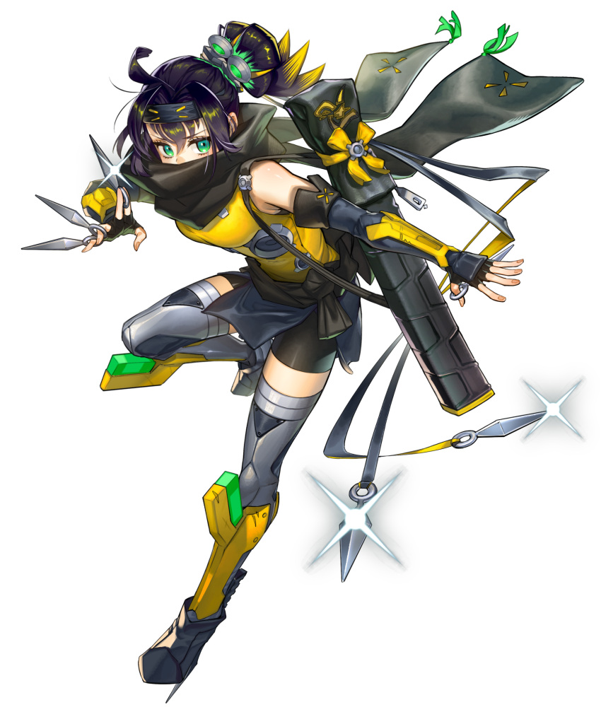 1girl, ahoge, anonymous_(yu-gi-oh!), bare_shoulders, black_hair, black_scarf, blonde_hair, breasts
