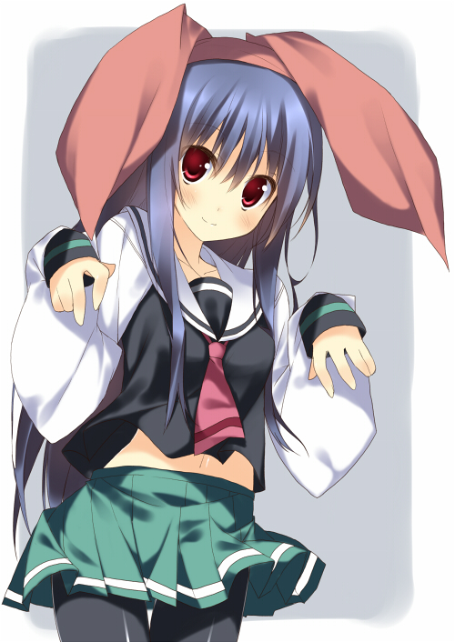 black_thighhighs, blue_hair, blush, character_request, dekarunanshi_mohoro_byoudouin_gachiko_(takesinobu), hat, kuwajima_reon, kuwashima_rein