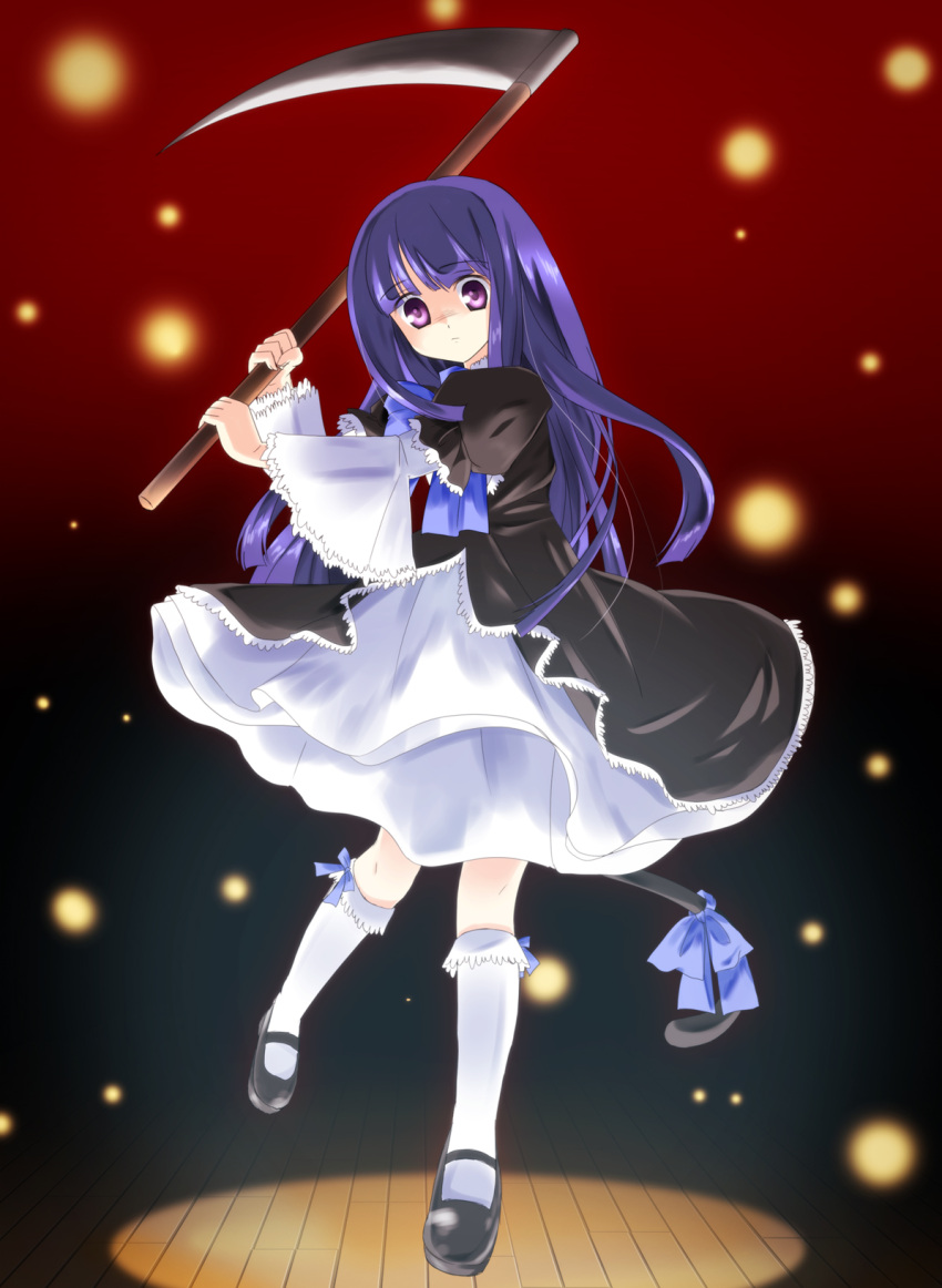 blue_hair, frederica_bernkastel, frills, haruno_(macoro), highres, long_hair, purple_eyes, purple_hair