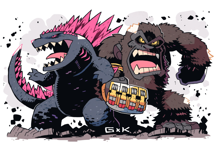 absurdres, animal, ape, b.e.a.s.t._glove, bioluminescence, claws, dinosaur, elbow_spikes