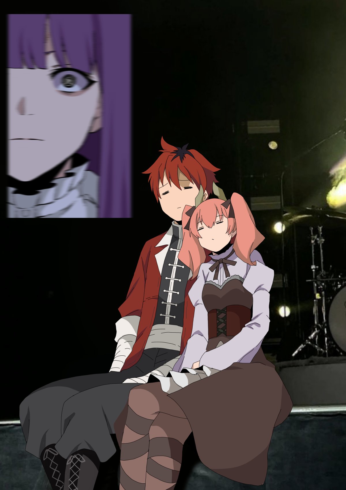 2girls, black_footwear, black_pants, boots, closed_eyes, commentary_request, demon_girl, demon_horns
