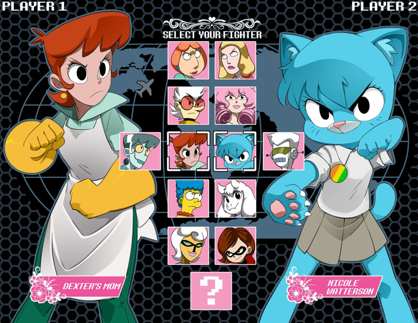 2girls, animal_ears, bleedman, commentary, english_commentary, english_text, fighting_stance, furry