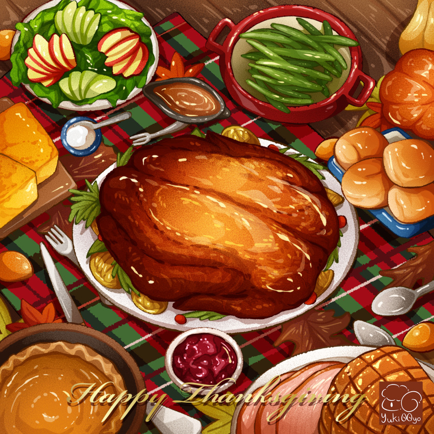 apple, artist_logo, bread, food, food_focus, fork, fruit, gravy