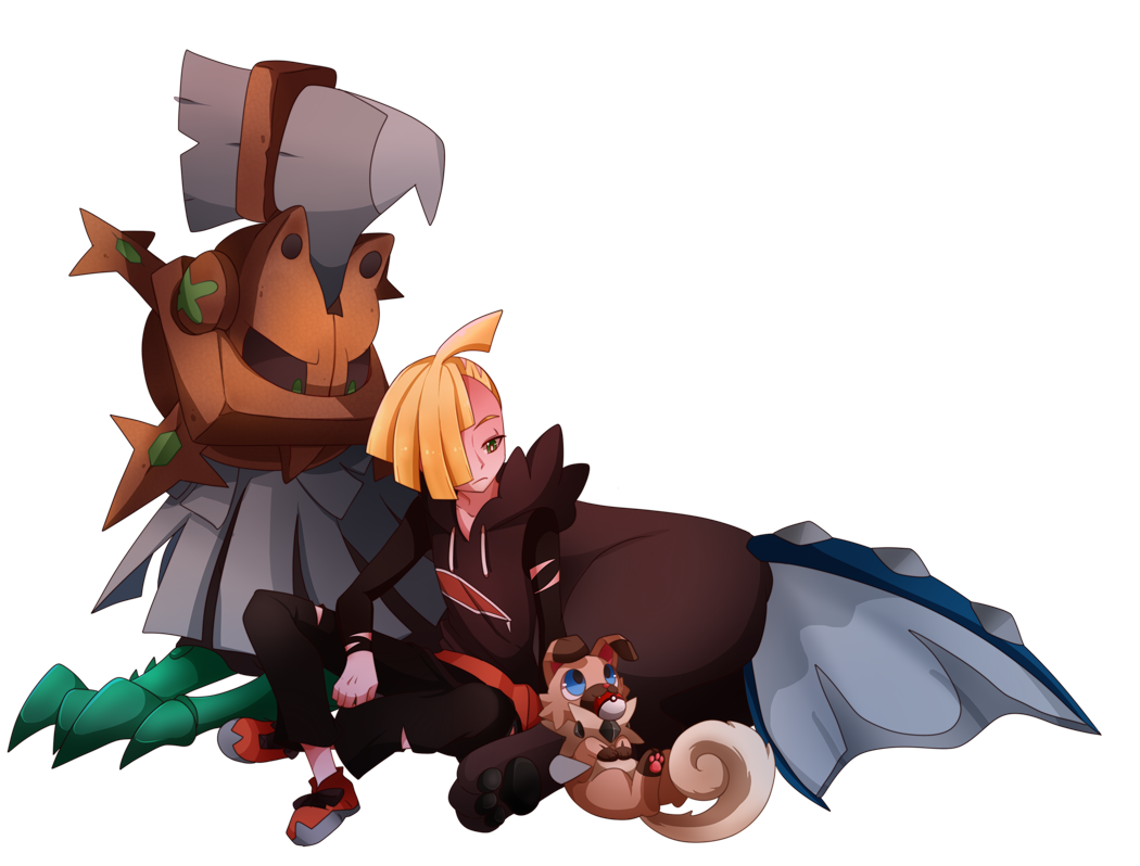 1boy, animal_ears, blonde_hair, blue_eyes, cerise, claws, dog_ears, gladion_(pokemon)
