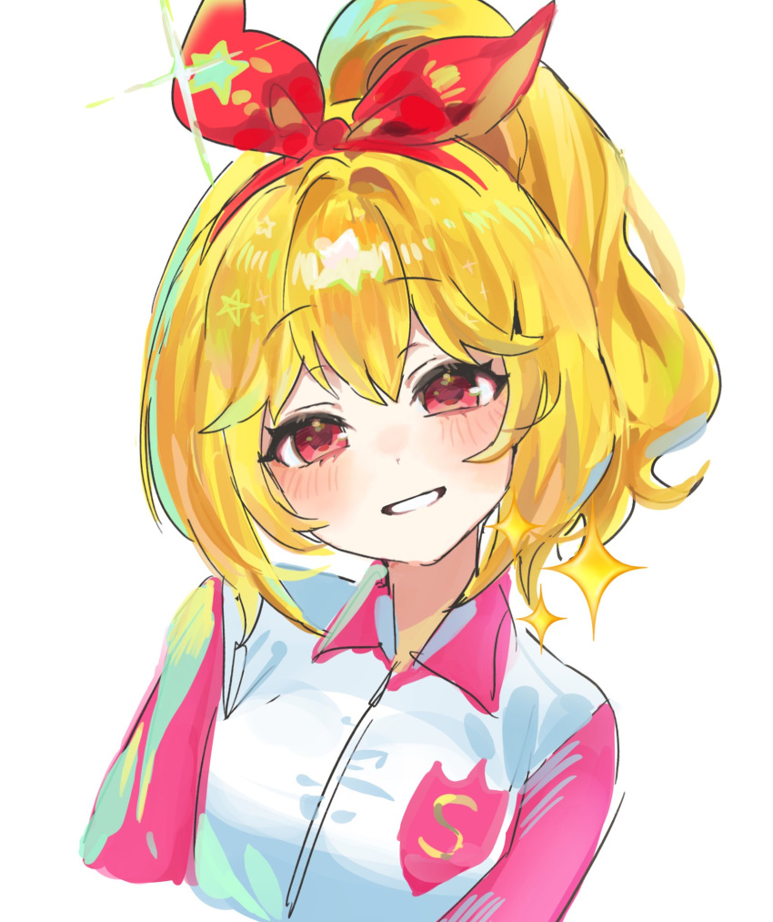 1girl, aikatsu!, aikatsu!_(series), blonde_hair, blush, bow, bow_hairband, collared_jacket