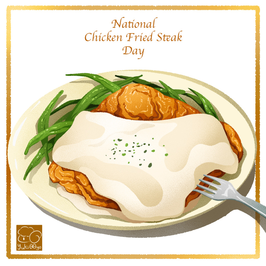 bean_sprout, chicken_(food), food, food_focus, food_name, fork, fried_chicken, highres