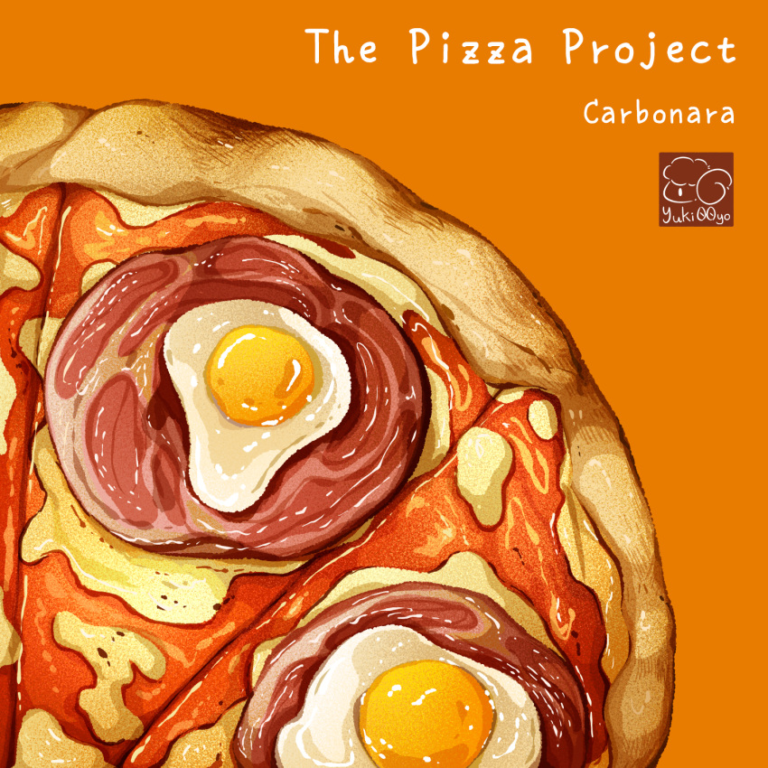 artist_logo, carbonara_(food), cheese, egg_(food), food, food_focus, food_name, fried_egg