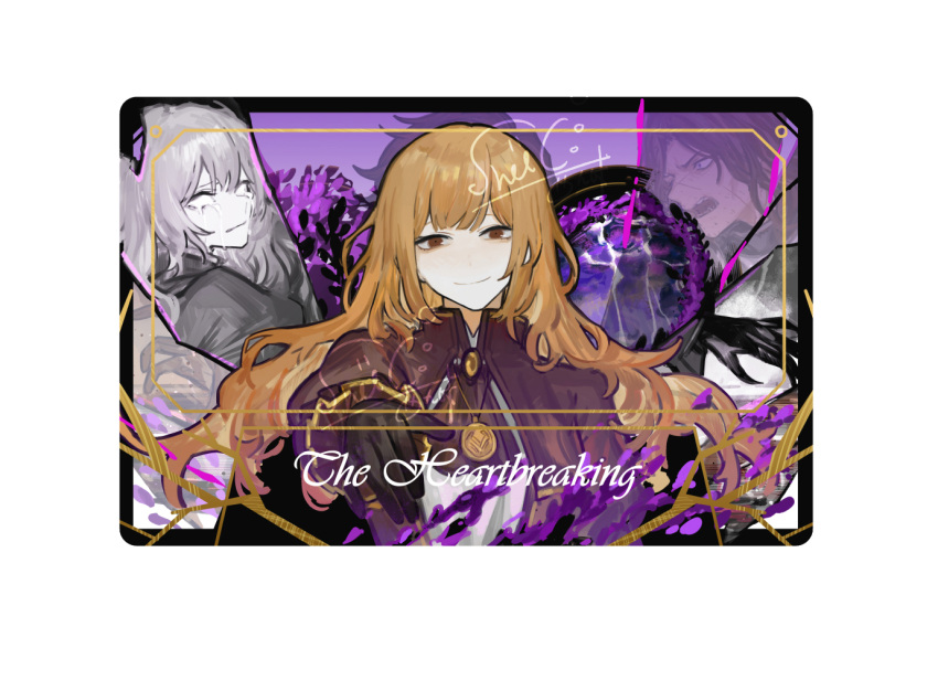 black_gloves, brown_dress, brown_eyes, brown_hair, catherine_(project_moon), dress, english_text, erlking_heathcliff_(project_moon)