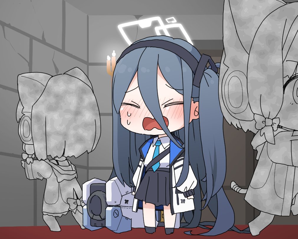 1girl, absurdly_long_hair, akaino_(akaomi), aris_(blue_archive), black_footwear, black_hair, black_hairband, black_skirt