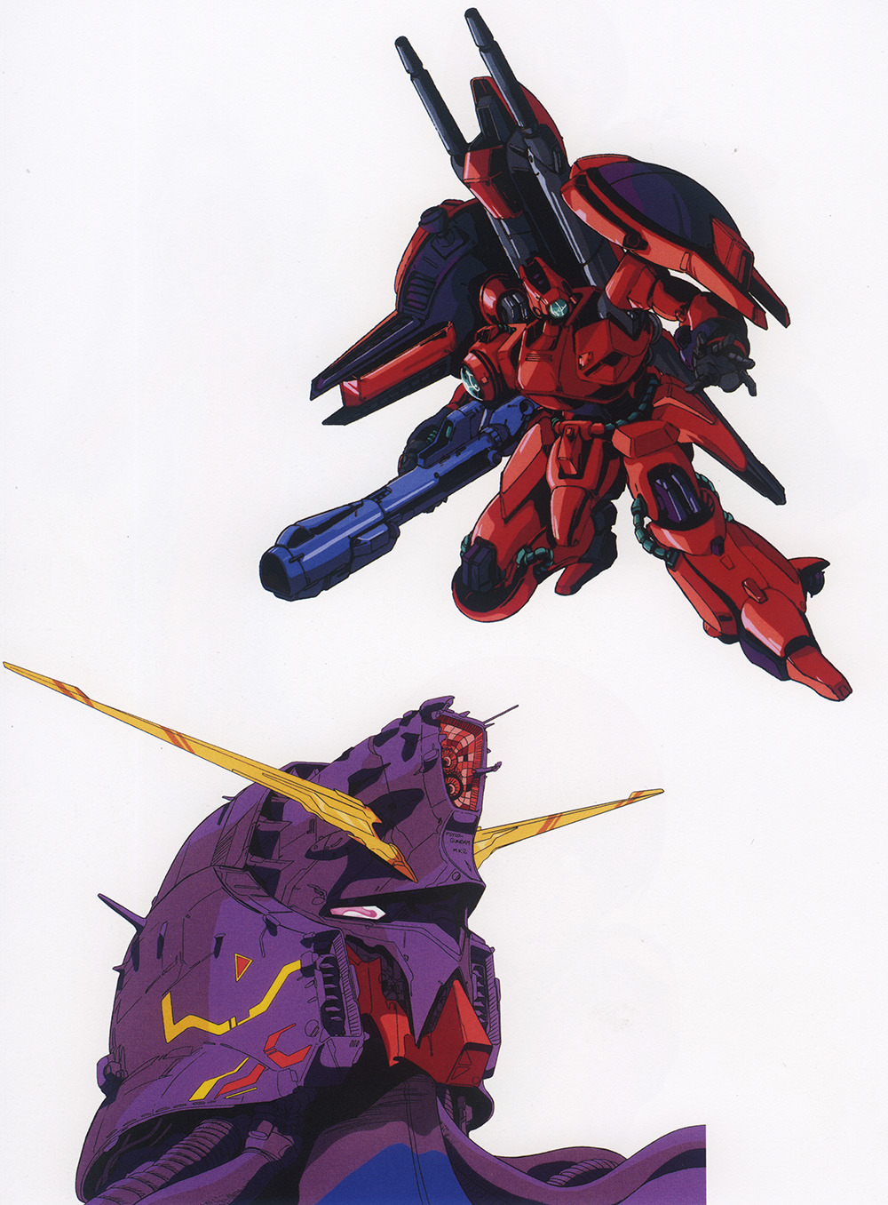1980s_(style), 1990s_(style), beam_cannon, cable, gaza-c, gundam, gundam_zz, highres