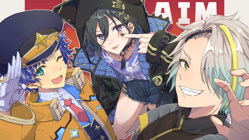 absurdres, aqua_eyes, astel_leda, bishounen, black_hair, black_nails, blonde_hair, blue_hair
