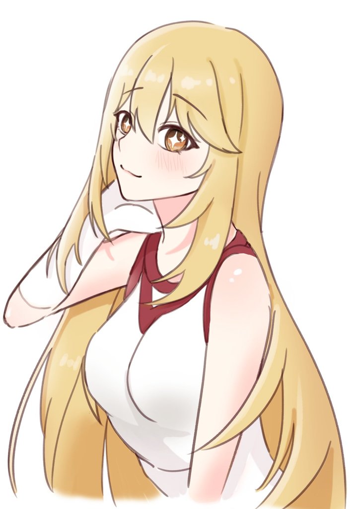 1girl, ansan_0927, blonde_hair, breasts, closed_mouth, commentary_request, elbow_gloves, gloves