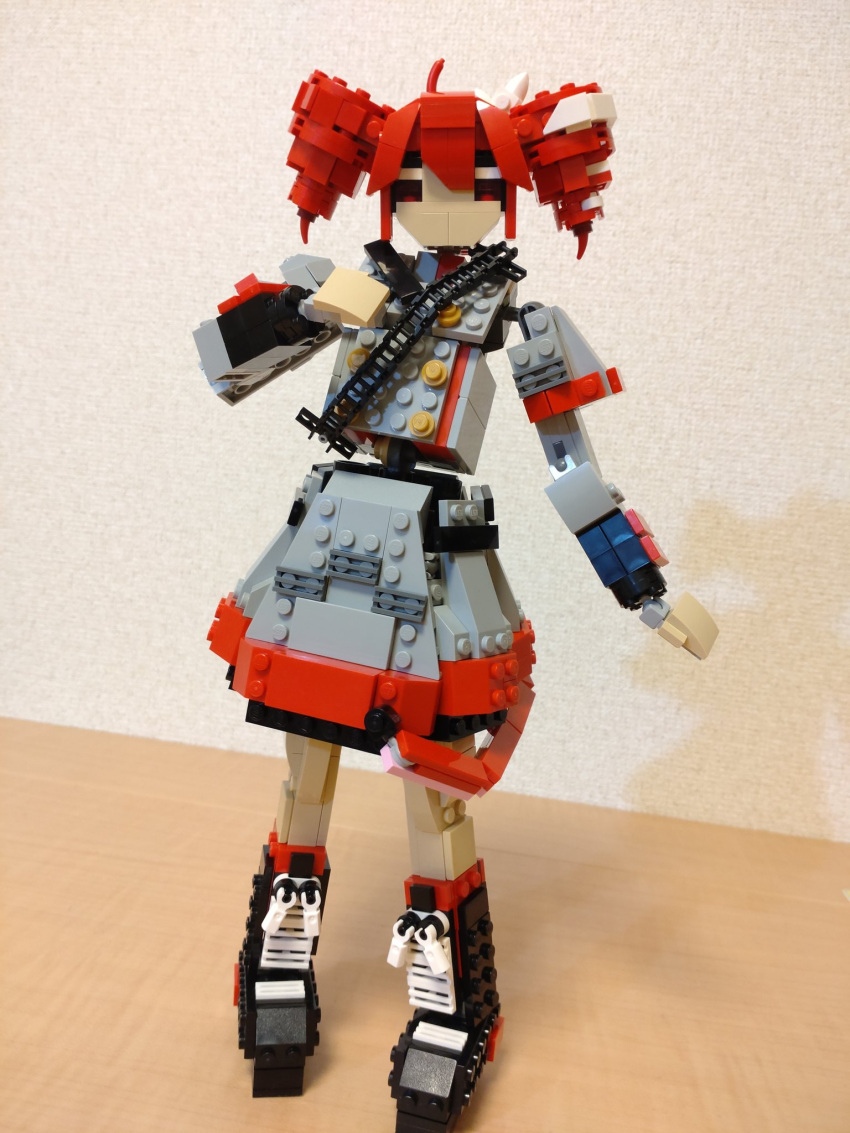 1girl, ahoge, black_footwear, boots, buttons, choroli_(chorolin), double-breasted, drill_hair