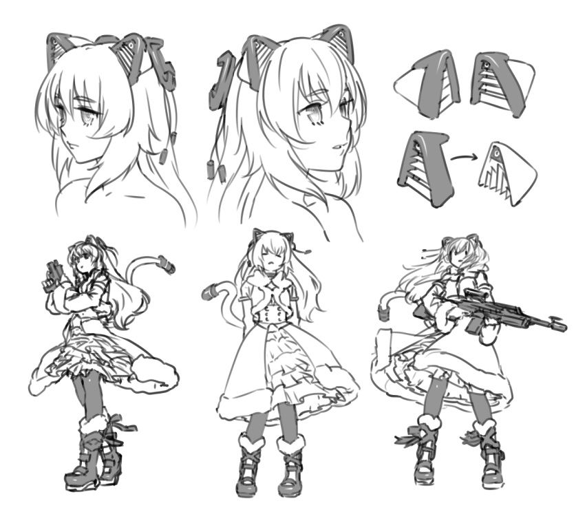 1girl, animal_ears, arms_behind_back, arrow_(symbol), boots, cat_ears, cat_tail, coat