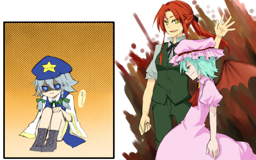 147, hat, hong_meiling, hong_meiling_(cosplay), izayoi_sakuya, remilia_scarlet, role_reversal, short_hair