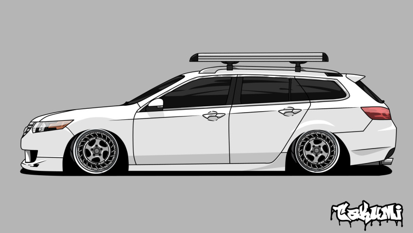 artist_name, car, from_side, grey_background, highres, honda, honda_accord, motor_vehicle