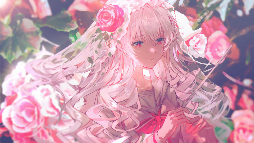 1boy, 1girl, absurdres, arcaea, blurry, blurry_background, conductor_baton, curly_hair
