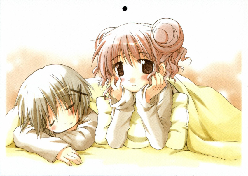 hidamari_sketch, hiro, sleep, tagme, yuno