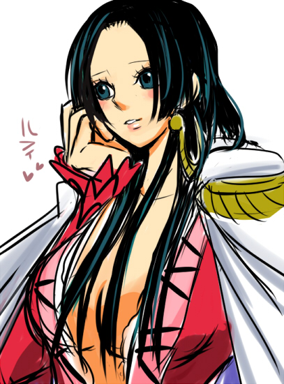 boa_hancock, breasts, chiroru_shimai, cleavage, earrings, heart, jewelry, one_piece