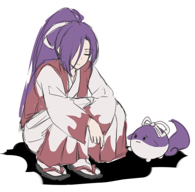 1girl, aroevela, closed_eyes, closed_mouth, commentary, english_commentary, full_body, haori