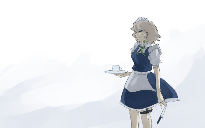 1girl, absurdres, apron, beffen_m, blue_dress, bow, braid, commentary