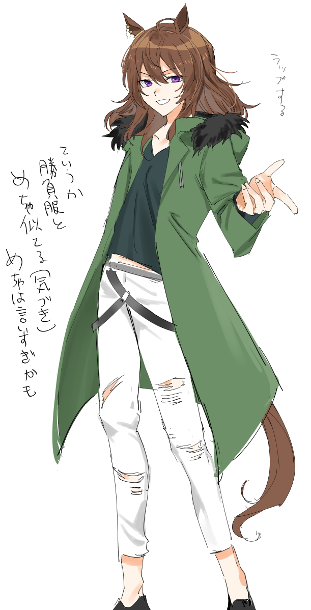 1girl, ahoge, animal_ears, brown_hair, coat, collarbone, earrings, fuchina