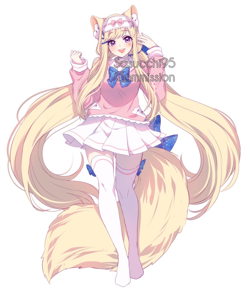 1girl, animal_ear_fluff, animal_ears, back_bow, blonde_hair, blush, cat_ears, ears