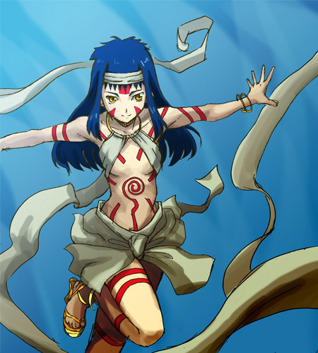 bracelet, jewelry, long_hair, lowres, neo_ranga, orange_eyes, outstretched_arms, shiki16n
