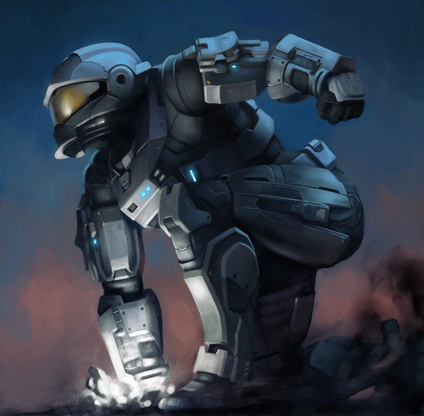 armor_lock, ataruman, bad_anatomy, halo:_reach, halo_(game), helmet, night, power_armor