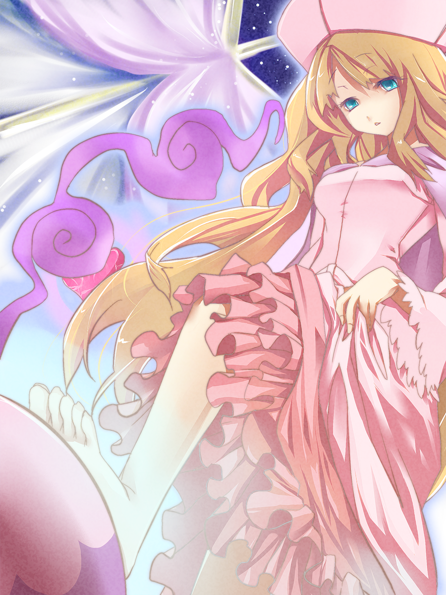 blue_eyes, brown_hair, cattleya_(pokemon), dress, dress_lift, hat, hazuki_touya, highres