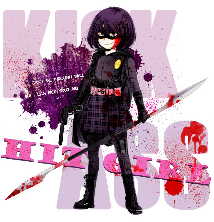 belt, belt_pouch, black_eyes, blood, blood_on_clothes, blood_on_face, bloody_clothes, bob_cut