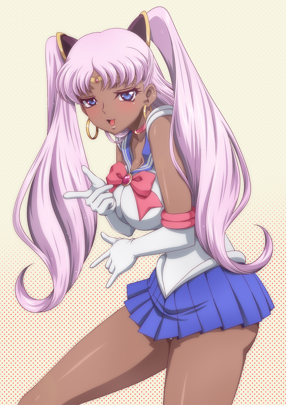 1girl, \m/, bishoujo_senshi_sailor_moon, blue_eyes, blush, bow, breasts, catherine_sabathra