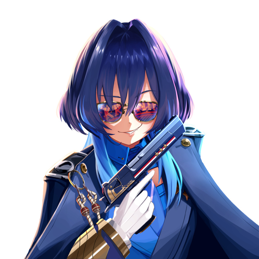 1girl, absurdres, blue_hair, blue_necktie, character_name, coat, colored_inner_hair, commentary