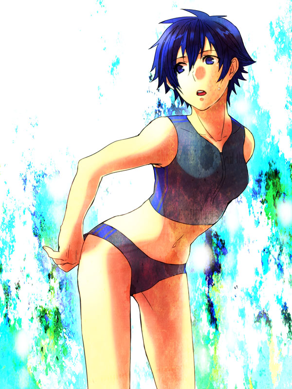 blue_eyes, blue_hair, midriff, panties, persona, persona_4, shirogane_naoto, short_hair