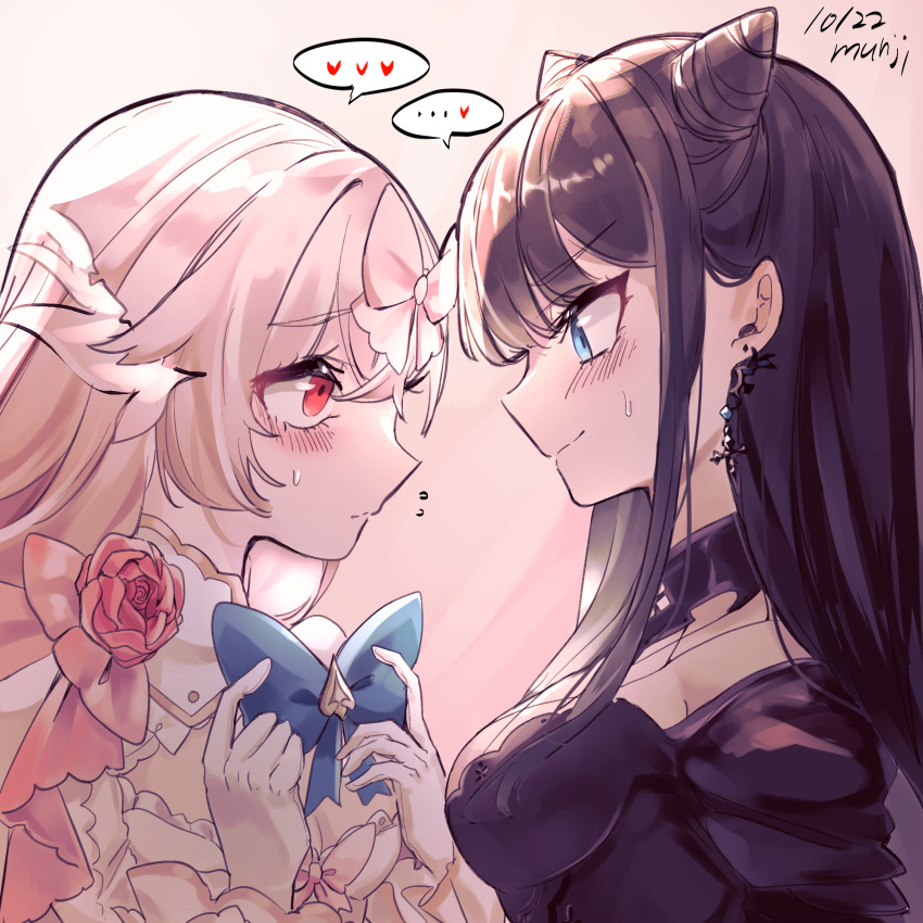 arcaea, highres, hikari_(arcaea), hikari_(fatalis)_(arcaea), munji412, staring, tairitsu_(arcaea), tairitsu_(tempest)_(arcaea)