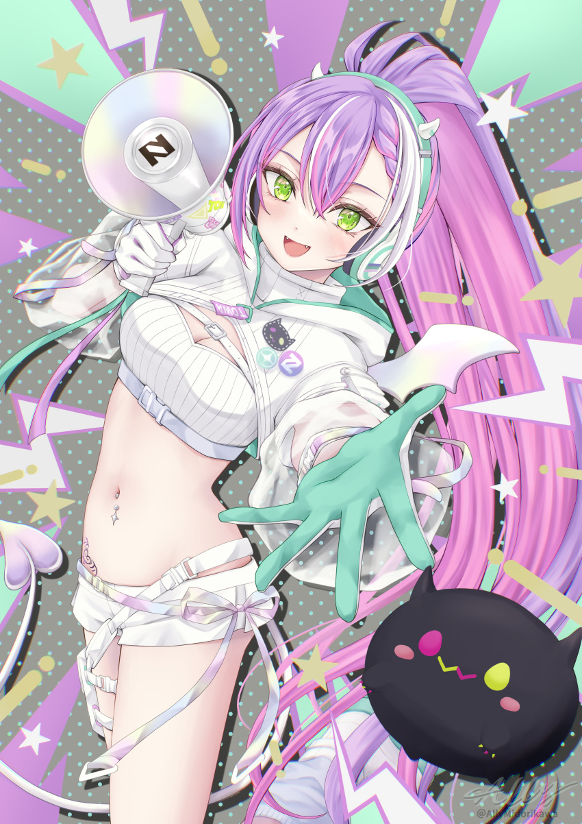 1girl, absurdres, allymidorikawa, bandeau, bibi_(tokoyami_towa), breasts, buckle, colored_inner_hair