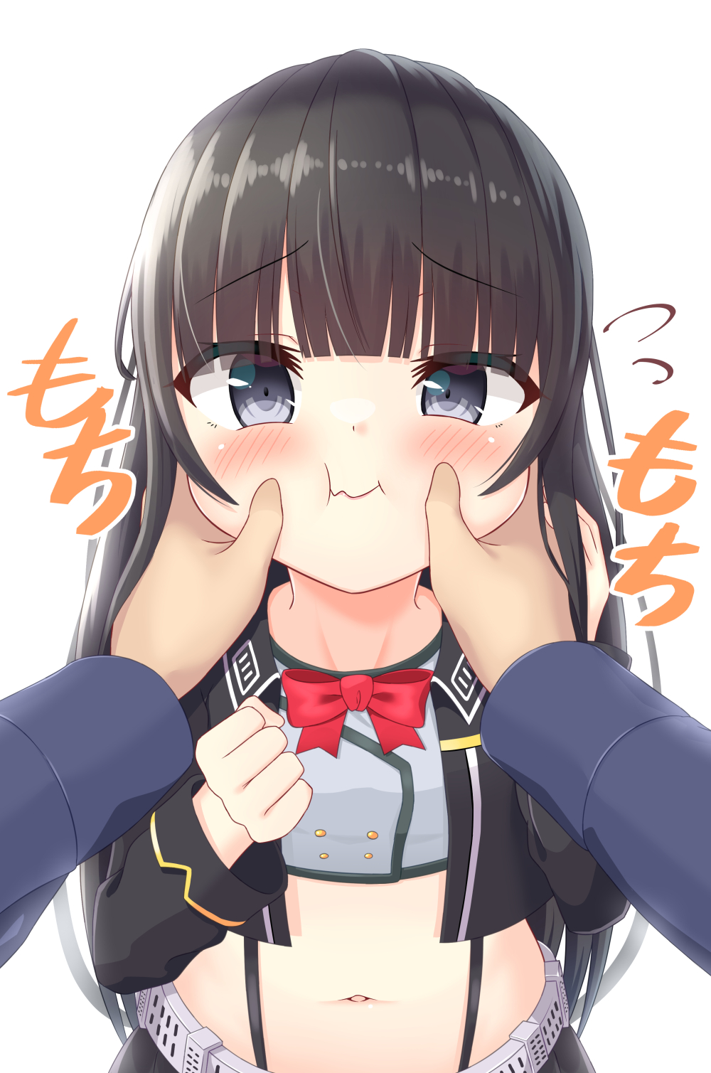 1boy, 1girl, azur_lane, black_hair, black_jacket, black_skirt, blue_eyes, blush