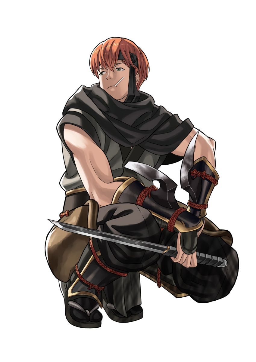 1boy, armor, asugi_(fire_emblem), candy, dagger, fire_emblem, fire_emblem_fates, food