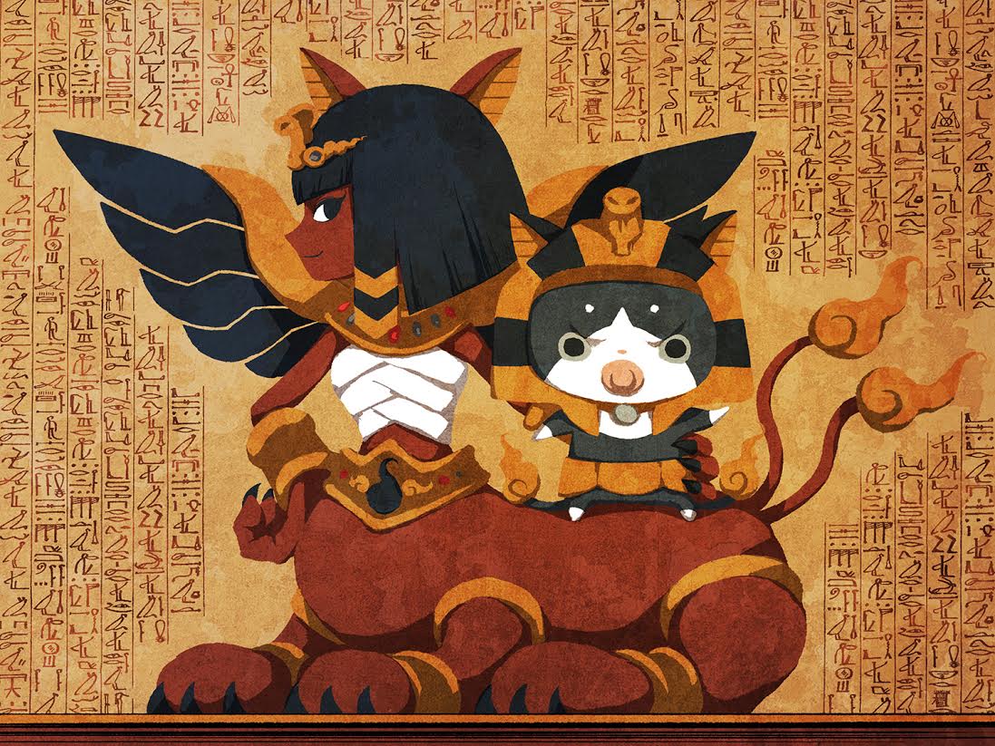 1girl, black_hair, blunt_bangs, bob_cut, cat, centauroid, egyptian, egyptian_clothes