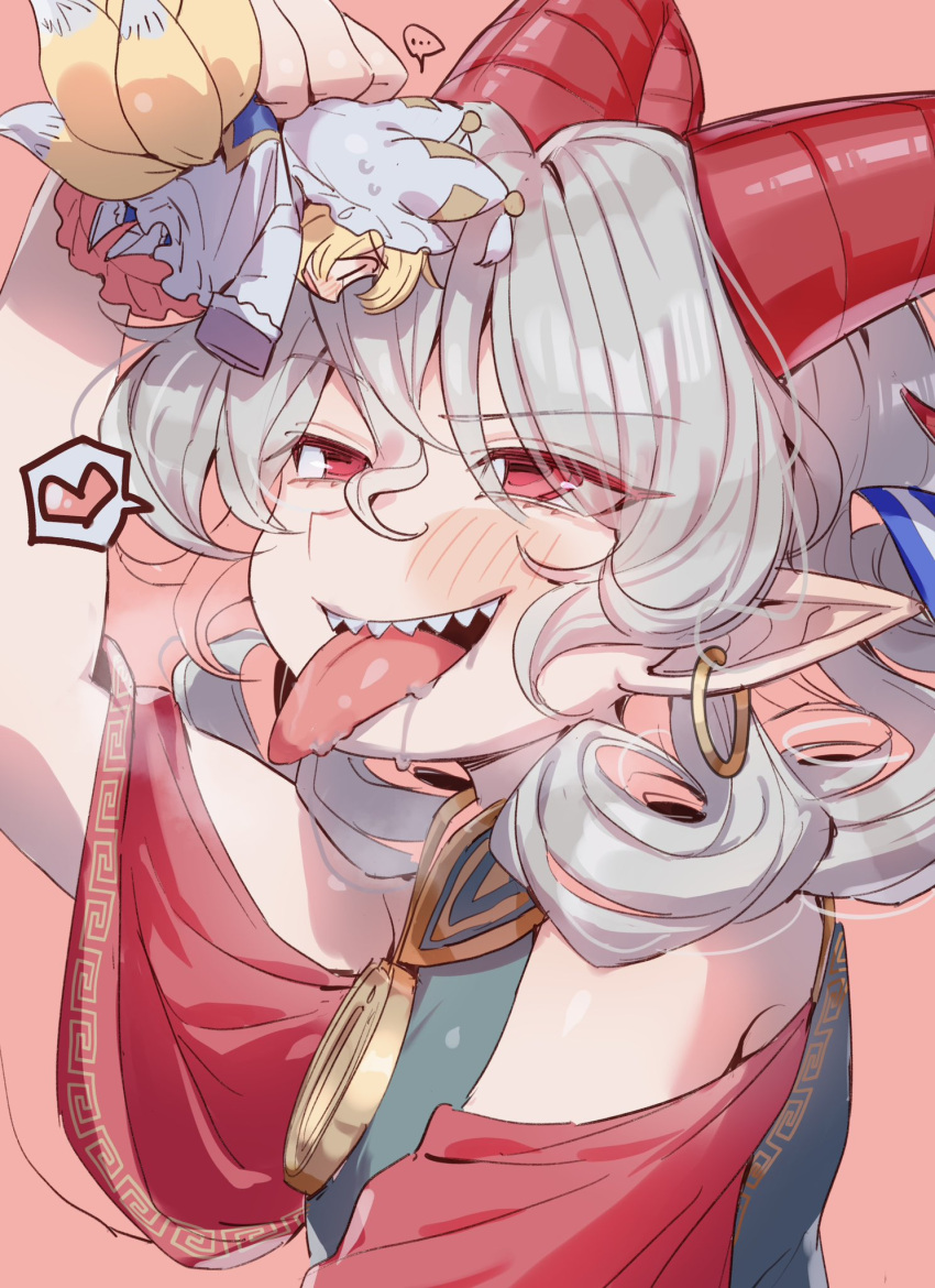 ..., 2girls, blonde_hair, blue_dress, blue_ribbon, blue_tabard, breasts, chibi