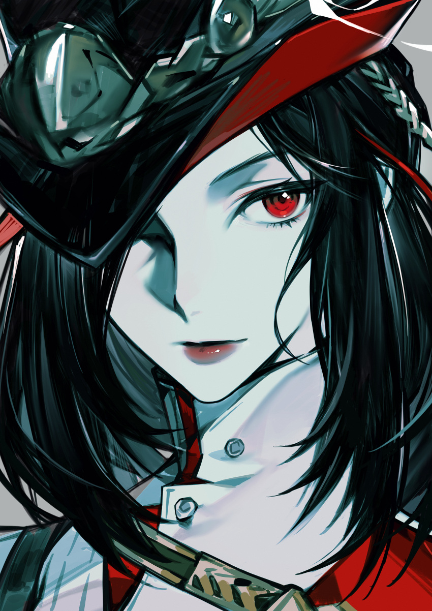 1girl, absurdres, ash_echoes, black_hair, black_hat, character_request, chinese_commentary, collared_shirt