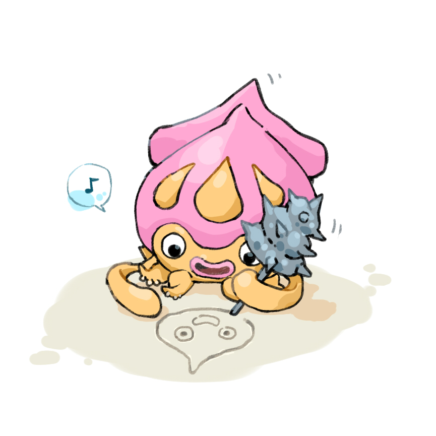 colored_skin, commentary_request, dragon_quest, drawing_(action), holding_seashell, khalamari_kid, kosuga_kumi, looking_down